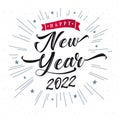 Happy New Year 2022 calligraphy lettering card