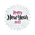 Happy New Year 2022 calligraphy lettering with salute. Isolated on white Royalty Free Stock Photo