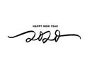 Happy 2020 New Year calligraphy phrase. Happy New Year inscription with ink brush number 2020.