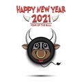 Happy New year. Car wheel made in the form of a bull Royalty Free Stock Photo
