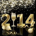 Happy New 2014 year card with champagne Royalty Free Stock Photo