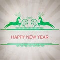 Happy new year card with deer stylized
