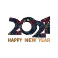 Happy New Year card design with salute and 2021 logo