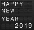 Happy New Year 2019 card in display board solari board, flightb