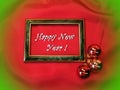 Happy New Year card done using red shining balls , Lithuania
