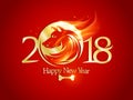 2018 Happy new year card with golden dog