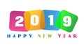 Happy New Year 2019 card and greeting text design