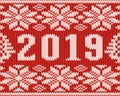 Happy 2019 New Year card, knitted texture