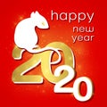 Happy New Year card , 2020 logo, icon, symbol of the year according to the eastern Chinese calendar, congratulatory banner, vector Royalty Free Stock Photo