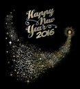 Happy New Year 2016 card night firework gold Royalty Free Stock Photo