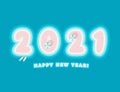 2021 Happy New Year card. Paradise Island Numbers for seasonal holidays flyer, greetings and invitations cards Royalty Free Stock Photo