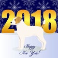 Happy new year card with parson russel terrier