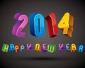 2014 Happy New Year card with phrase made with 3d retro style ge Royalty Free Stock Photo