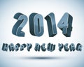 2014 Happy New Year card with phrase made with 3d retro style ge Royalty Free Stock Photo