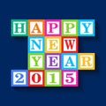 Happy New Year 2015 card, wooden blocks Royalty Free Stock Photo