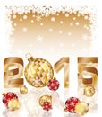 Happy new 2015 year card with xmas balls Royalty Free Stock Photo