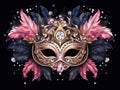 happy new year carnival masks, feathers Royalty Free Stock Photo