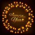 Happy New Year celebration abstract Seasons greetings background with light garland Royalty Free Stock Photo