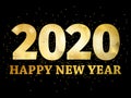 2020 Happy New Year celebration banner with golden gradient and sparkles. Vector Royalty Free Stock Photo