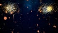 Happy new year 2024 Celebration concept for text. Slow motion bokeh particle confetti and sparkling fireworks on dark background