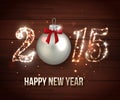 Happy New Year 2015 celebration concept on wooden Royalty Free Stock Photo