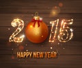 Happy New Year 2015 celebration concept on wooden Royalty Free Stock Photo