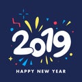 Happy New Year 2019 Greetings Card. Colorful Illustration Royalty Free Stock Photo