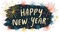 Happy new year celebration greeting card fireworks design vector art Royalty Free Stock Photo
