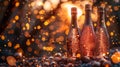 HAPPY NEW YEAR 2025 celebration holiday greeting card background banner panorama - Champagne or sparkling wine bottles Royalty Free Stock Photo