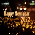 Happy New Year 2022 Celebration lighting Stars. Royalty Free Stock Photo