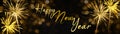 HAPPY NEW YEAR 2023 - Celebration New Year`s Eve, Silvester 2023 holiday background panorama greeting card - Golden firework Royalty Free Stock Photo