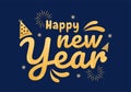 Happy New Year 2023 Celebration Template Hand Drawn Cartoon Flat Background Illustration with Fireworks, Ribbons and Confetti Royalty Free Stock Photo