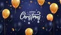 2022 Happy new year celebration vector illustration. Noel Christmas numbers and balloons on dark blue background Royalty Free Stock Photo