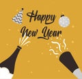 Happy new year, champagne bottle cofetti celebration event Royalty Free Stock Photo