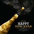 Happy new year 2016 champagne bottle low poly gold Royalty Free Stock Photo