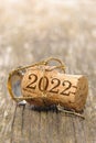 Happy new year 2022 with champagne cork