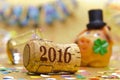 Happy new year 2016 with champagne cork Royalty Free Stock Photo