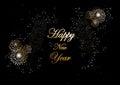 Happy new year 2014 champagne fireworks greeting card Royalty Free Stock Photo