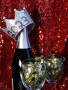 2023 HAPPY NEW YEAR, champagne, kiss at midnight, celebration, crown, sparkling Royalty Free Stock Photo