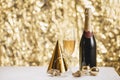 Happy new year - champagne and serpentine Royalty Free Stock Photo