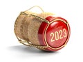 2023 Happy new year champaign cork cap isolated on white