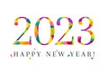 2023 and Happy new year! Cheerful and colorful concept in low poly design.