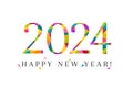 2024 Happy new year! Cheerful, colorful concept with vibrant colors.
