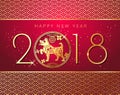 Happy New Year 2018 Chinese New Year Paper Cutting Year of Dog Vector stock Design template for your greetings card Royalty Free Stock Photo