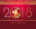 Happy New Year 2018 Chinese New Year Paper Cutting Year of Dog zodiac Vector stock Design template for your greetings Royalty Free Stock Photo