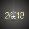 Happy New Year 2018 Christmas ball Santa gold white black vector logo icon banner greeting card8 Royalty Free Stock Photo