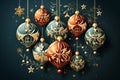 Happy New Year Christmas balls greeting card Vertical Illustration. Christmas greeting card theme. For banners, posters, gift cads