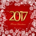 Happy New Year 2017. Christmas Card, White Text on Red background. Vector image Royalty Free Stock Photo