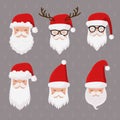 Happy New Year and Christmas collection with Santa Clauses