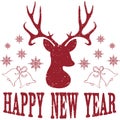 Happy New Year with Christmas Deer